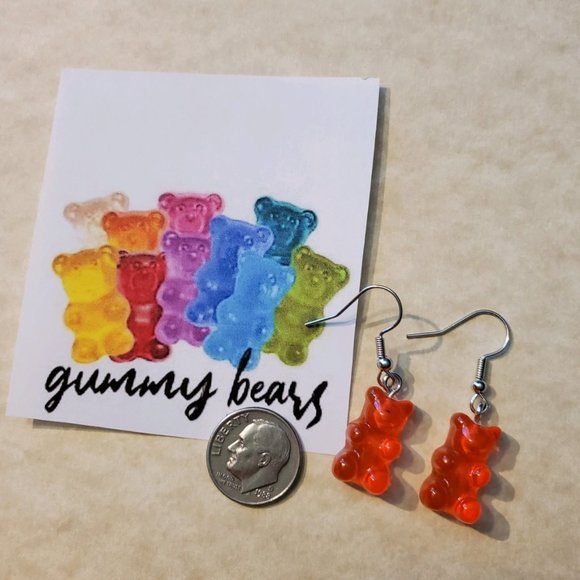 Red Gummy Bear Earrings - Picture 3 of 7